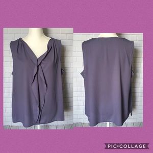 Chico's Blouse Top Sz 3 Sleeveless Ruffle Purple